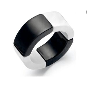 Robert Rose Stretch Bracelet Black and White Colorblock Lucite New with Tags